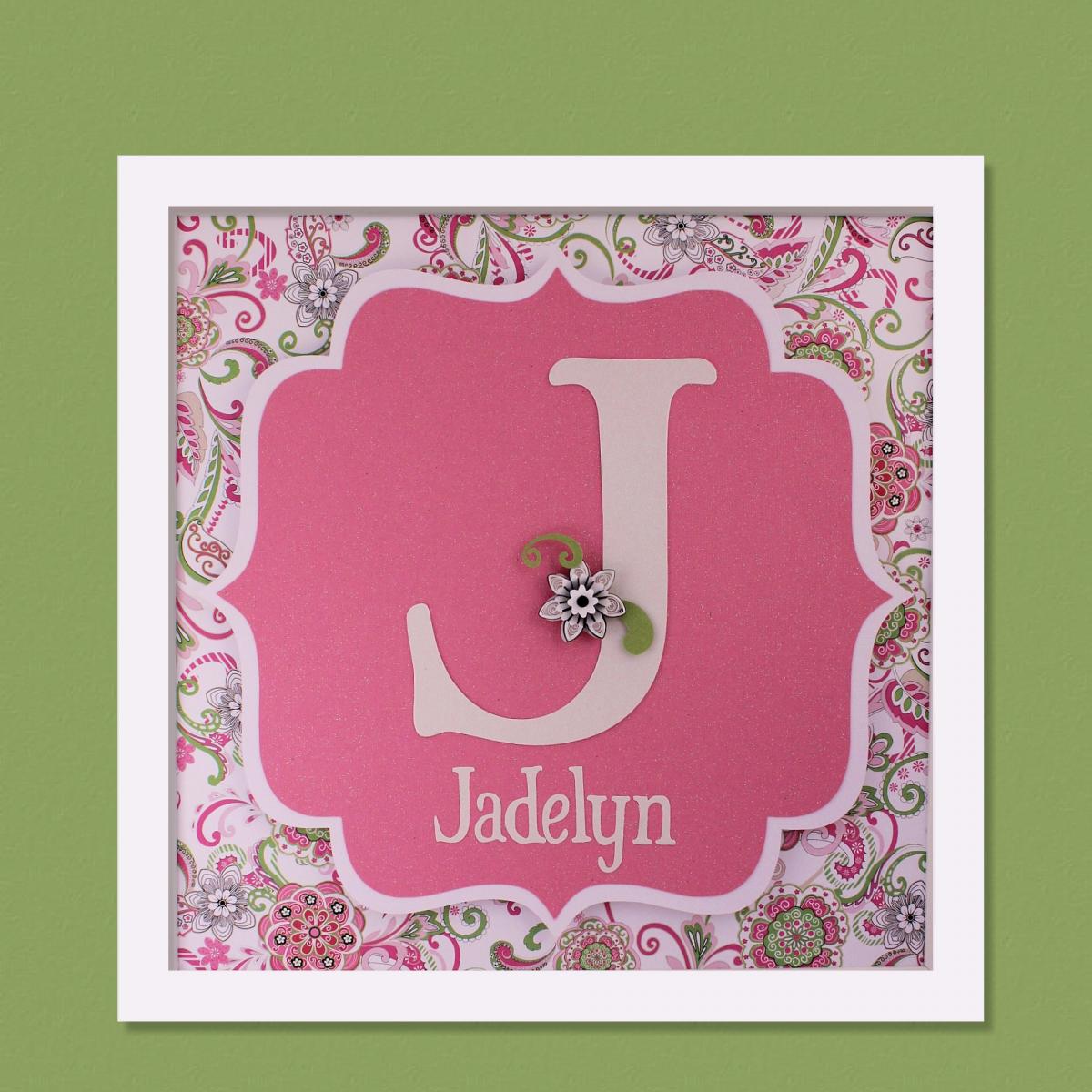 Child's Initial And Name - 3d Wall Art - Framed